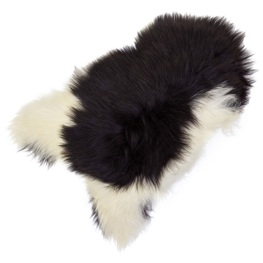 Large Ivory White w Black Icelandic Sheepskin