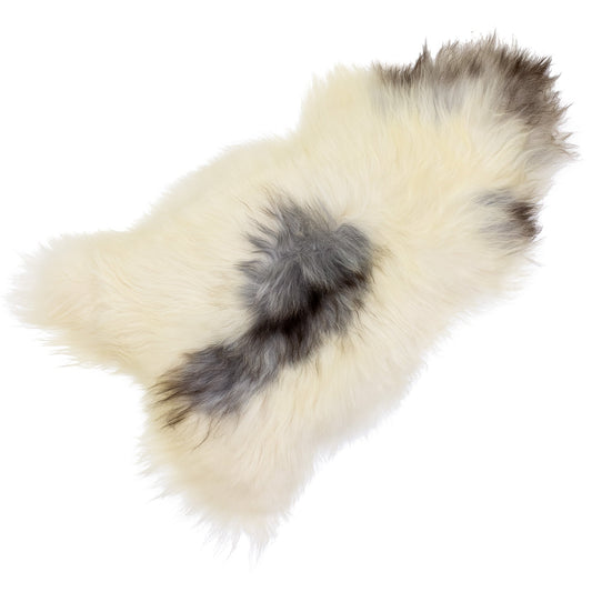 Large Ivory White w Gray Icelandic Sheepskin