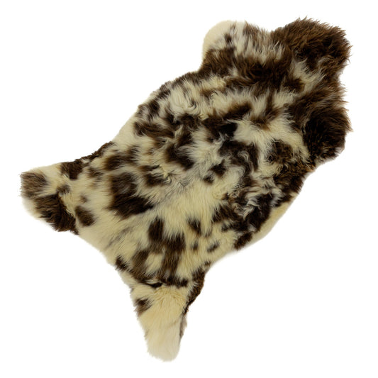 Large Ivory White w Brown Spots Sheepskin