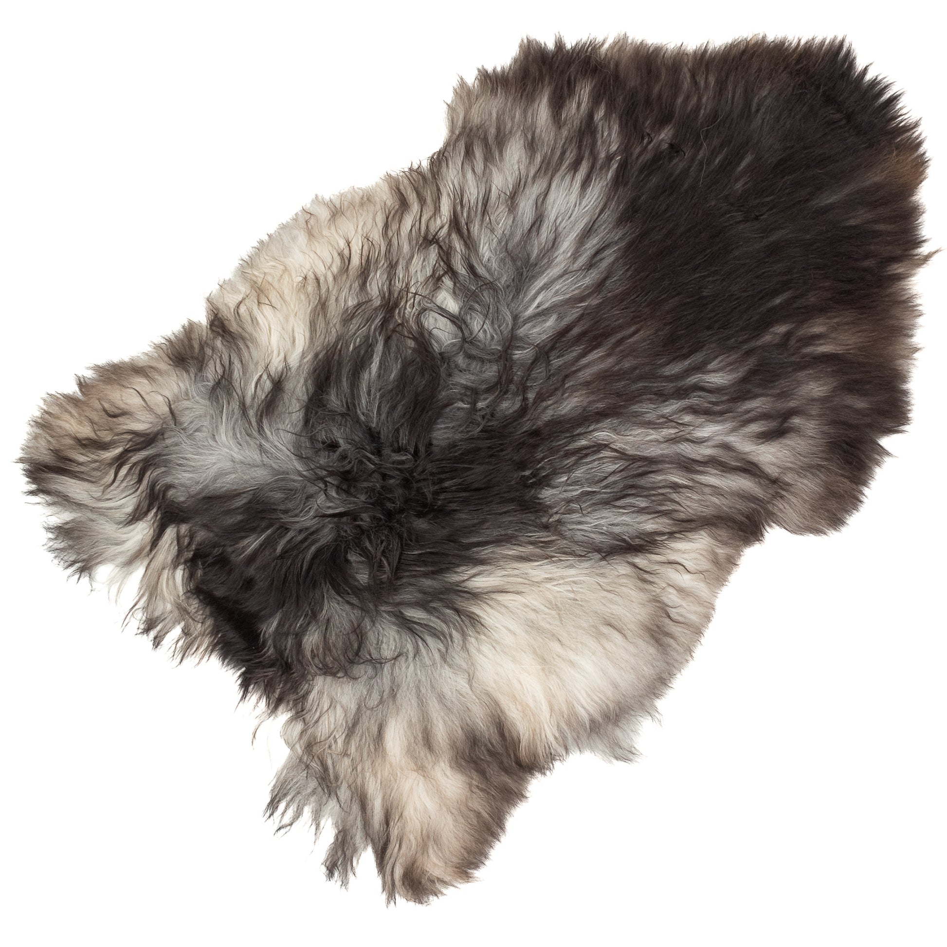 Large Black Gray White Icelandic Sheepskin Rug