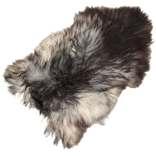 Large Black Gray White Icelandic Sheepskin Rug