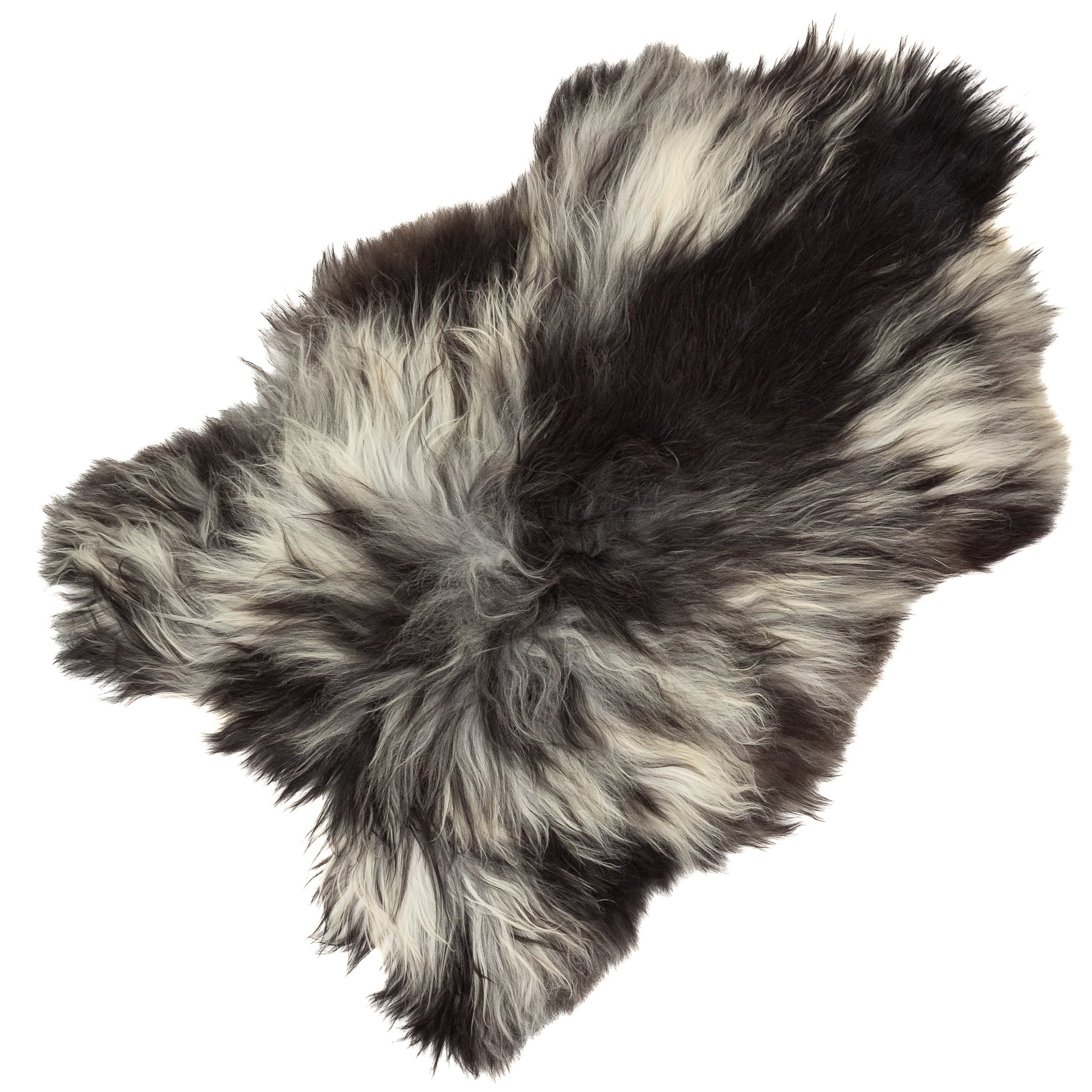 Large Black Gray Ivory White Mix Icelandic Sheepskin Rug