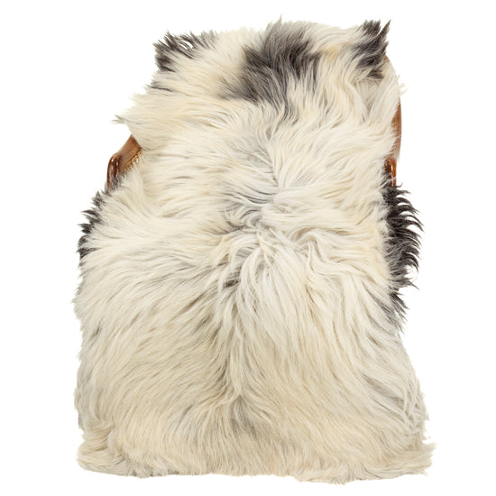 Large Coarse Long Thick Wool Ivory White w Black Heidschnucke Sheepskin