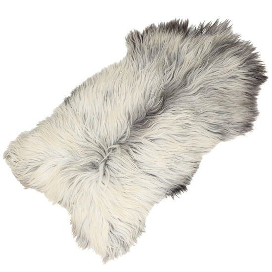 Large Coarse Long Wool White w Black Heidschnucke Sheepskin Rug