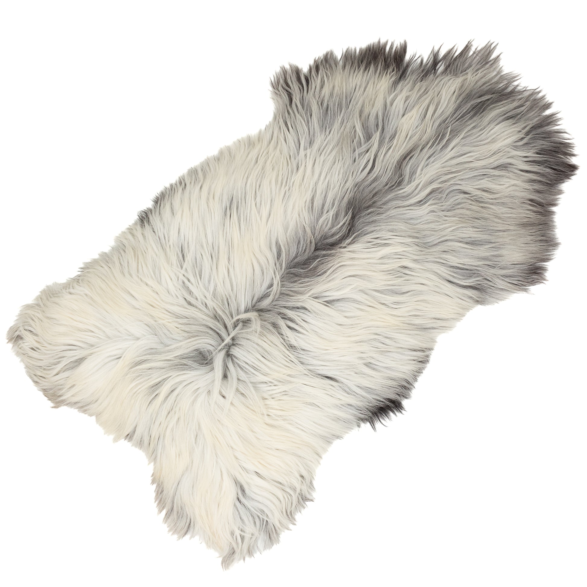 Large Coarse Long Wool White w Black Heidschnucke Sheepskin Rug