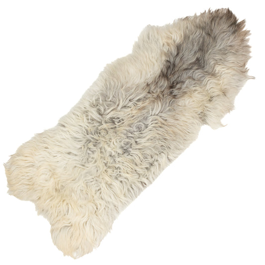 Large Coarse Long Wool Ivory White Gray Mix Heidschnucke Sheepskin Rug