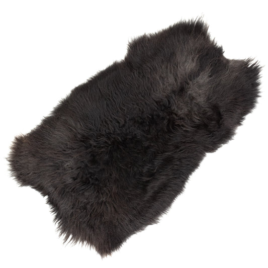 Large Coarse Long Wool Black Heidschnucke Sheepskin Rug