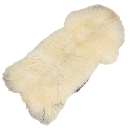 Large Coarse Thick Wool Ivory White w Some Black Heidschnucke Sheepskin Rug