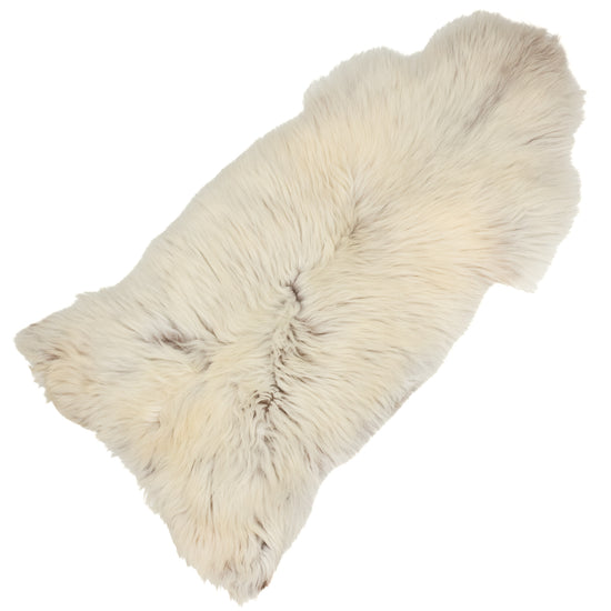 Large Coarse Thick Wool Ivory White w Dark Heidschnucke Sheepskin Rug