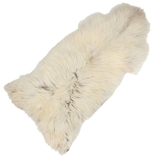 Large Coarse Thick Wool Ivory White w Dark Heidschnucke Sheepskin Rug