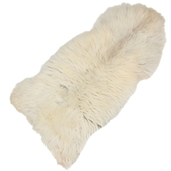 Large Coarse Thick Wool Ivory White w Some Dark Heidschnucke Sheepskin Rug