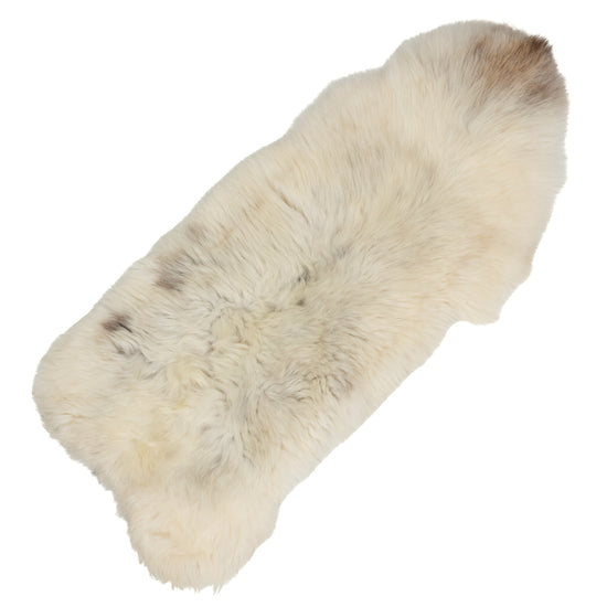 Large Coarse Thick Wool White w Some Dark Heidschnucke Sheepskin Rug