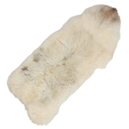 Large Coarse Thick Wool White w Some Dark Heidschnucke Sheepskin Rug