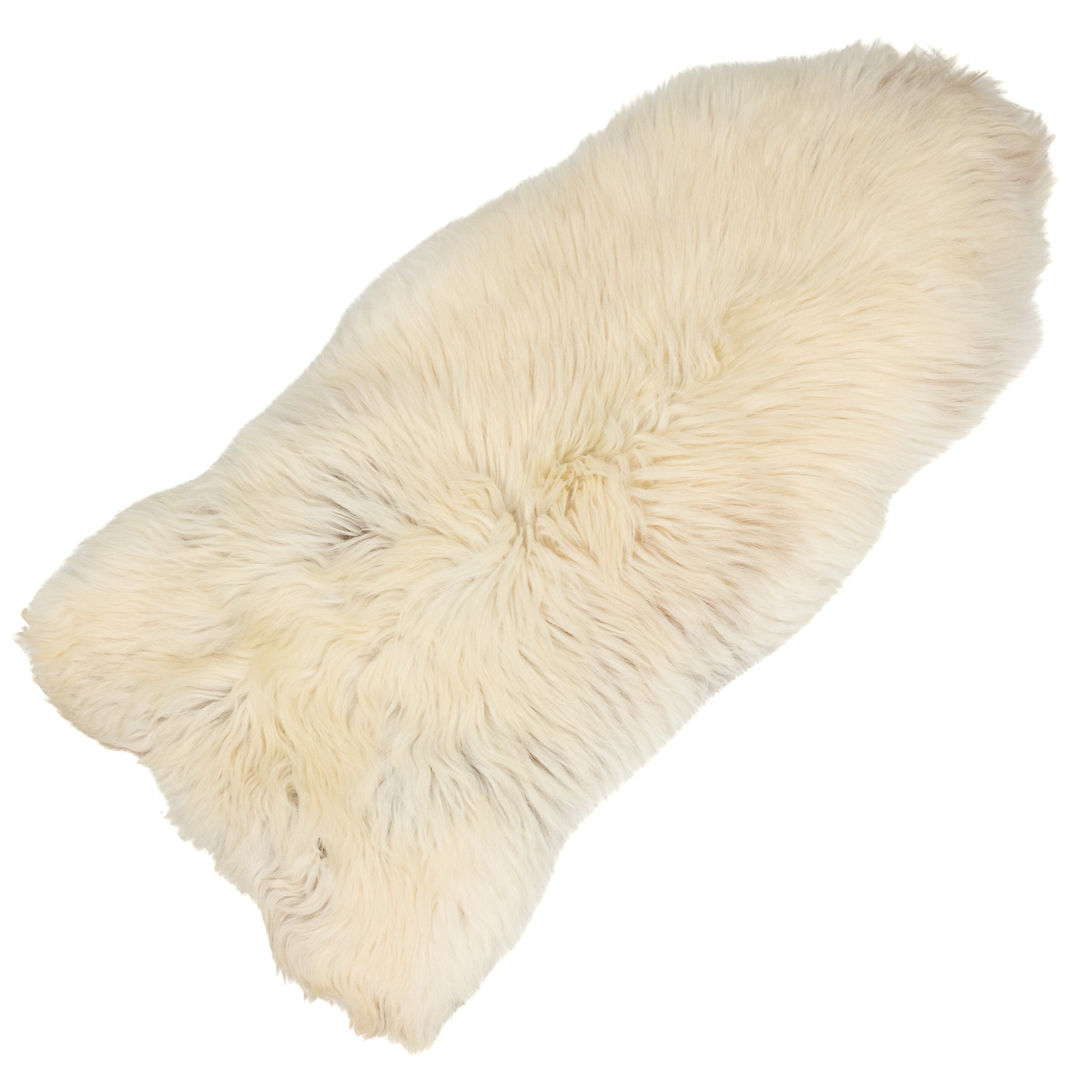 Large Coarse Thick Wool Ivory White w Some Dark Heidschnucke Sheepskin Rug