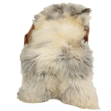 Large Coarse Thick Wool Ivory White w Gray Heidschnucke Sheepskin