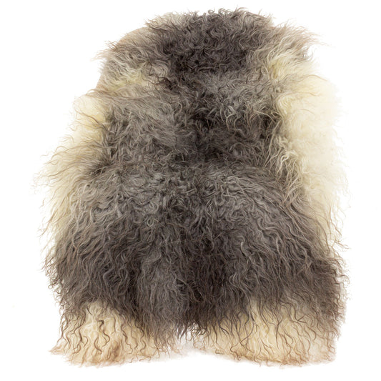 Large Curly Soft Black and White Long Wool Swedish Sheepskin