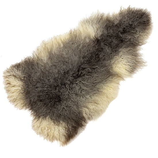 Large Curly Soft Black and White Long Wool Swedish Sheepskin