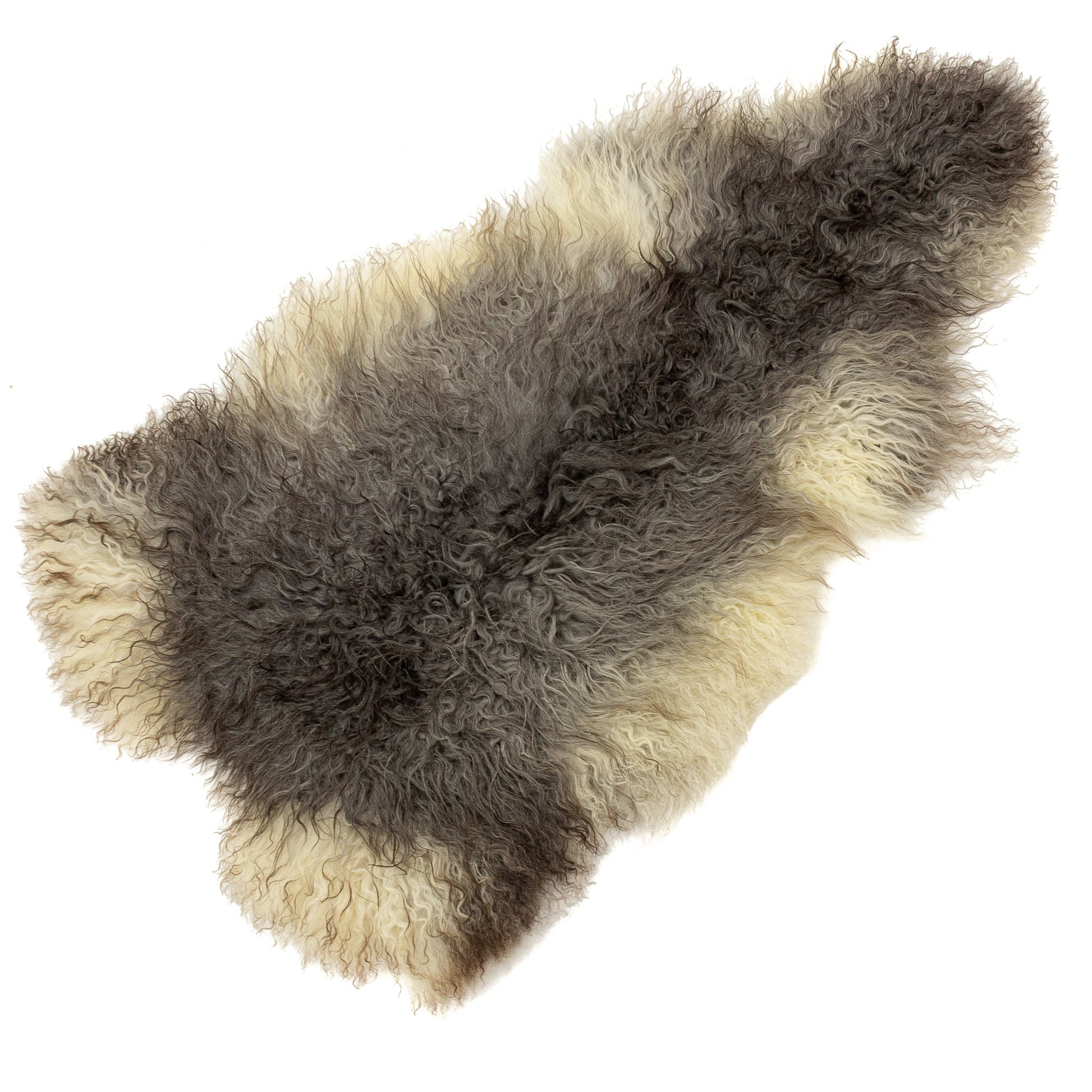 Large Curly Soft Black and White Long Wool Swedish Sheepskin