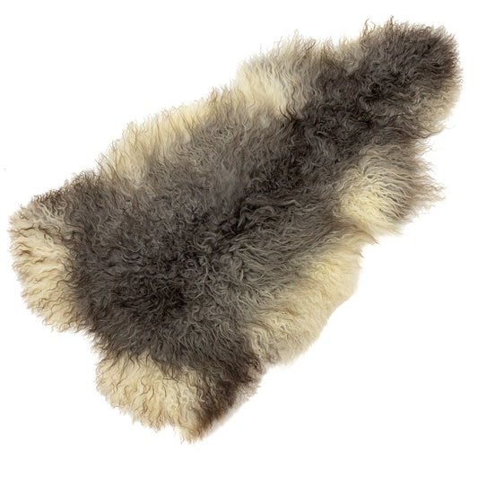 Large Curly Soft Black and White Long Wool Swedish Sheepskin