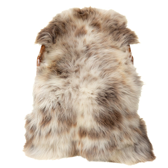Large Cushy Creamy White w Brown Mottled Sheepskin