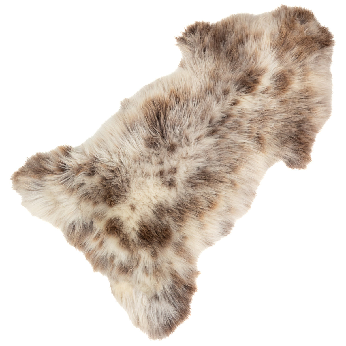 Large Cushy Creamy White w Brown Mottled Sheepskin Rug