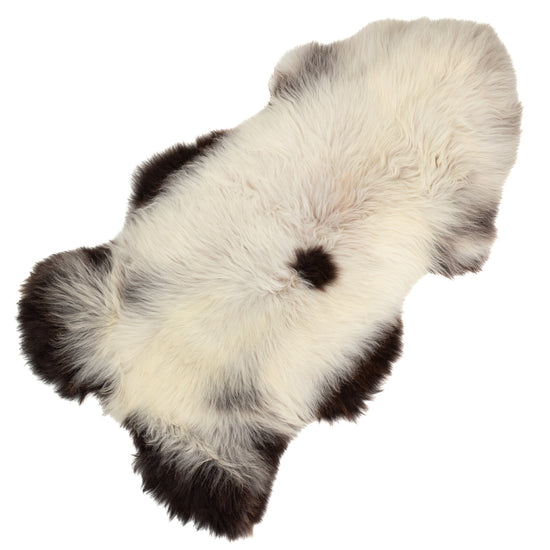 Large Cushy Ivory White w Black Sheepskin Rug