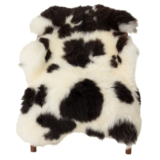 Large Heavy Rough Wool Thick Cushy White w Black Spots Sheepskin