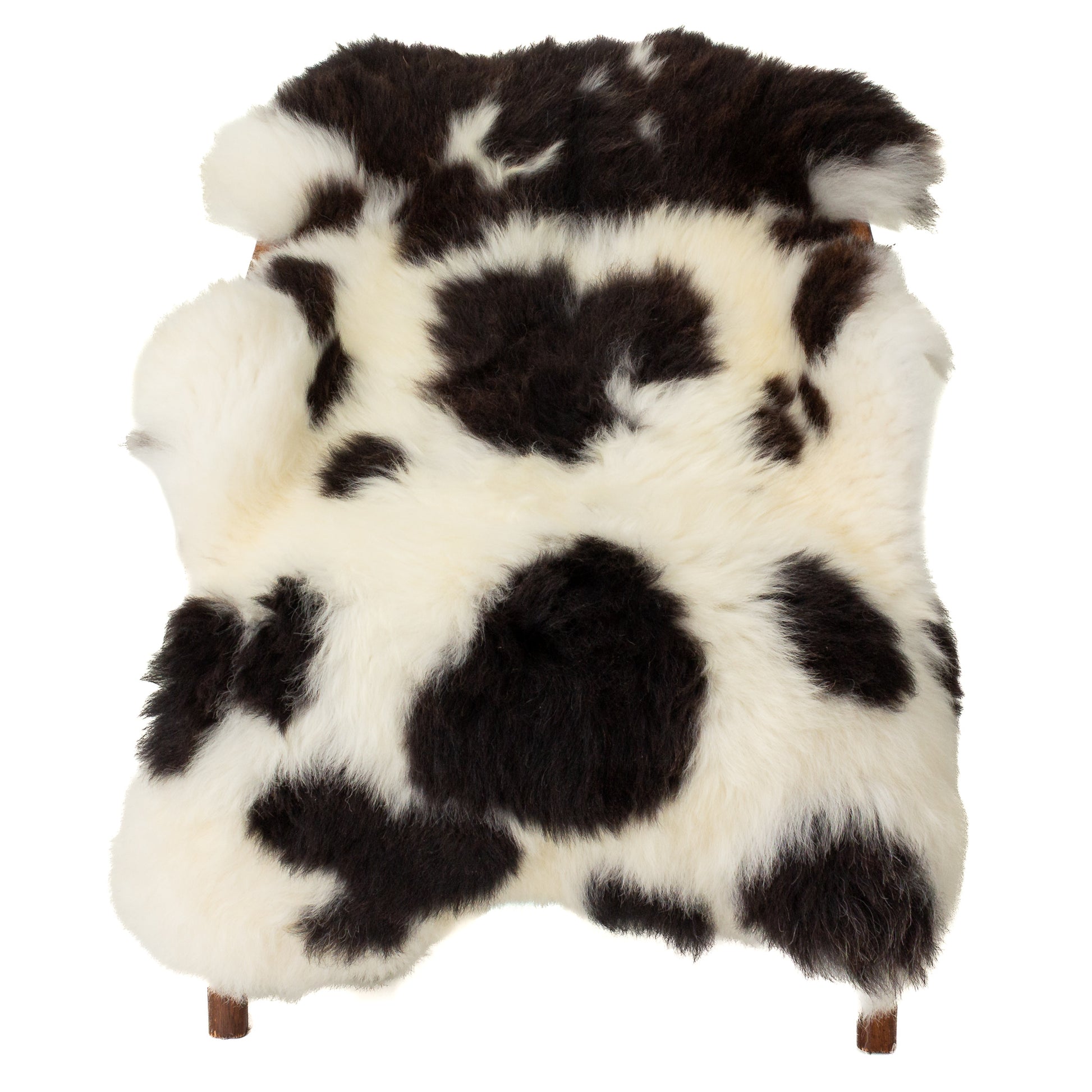 Large Heavy Rough Wool Thick Cushy White w Black Spots Sheepskin