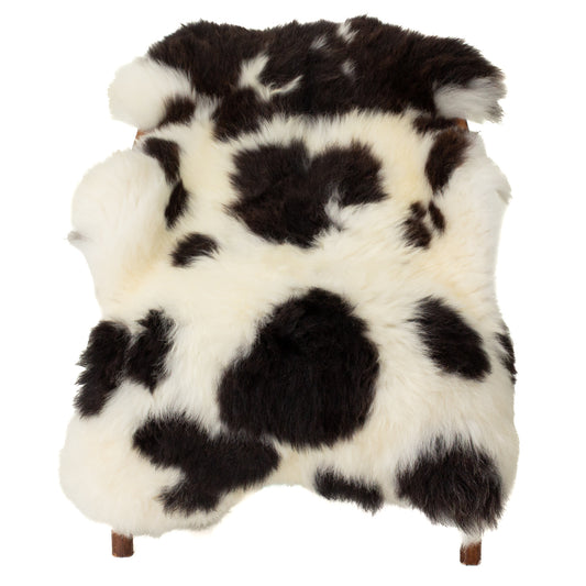 Large Heavy Rough Wool Thick Cushy White w Black Spots Sheepskin