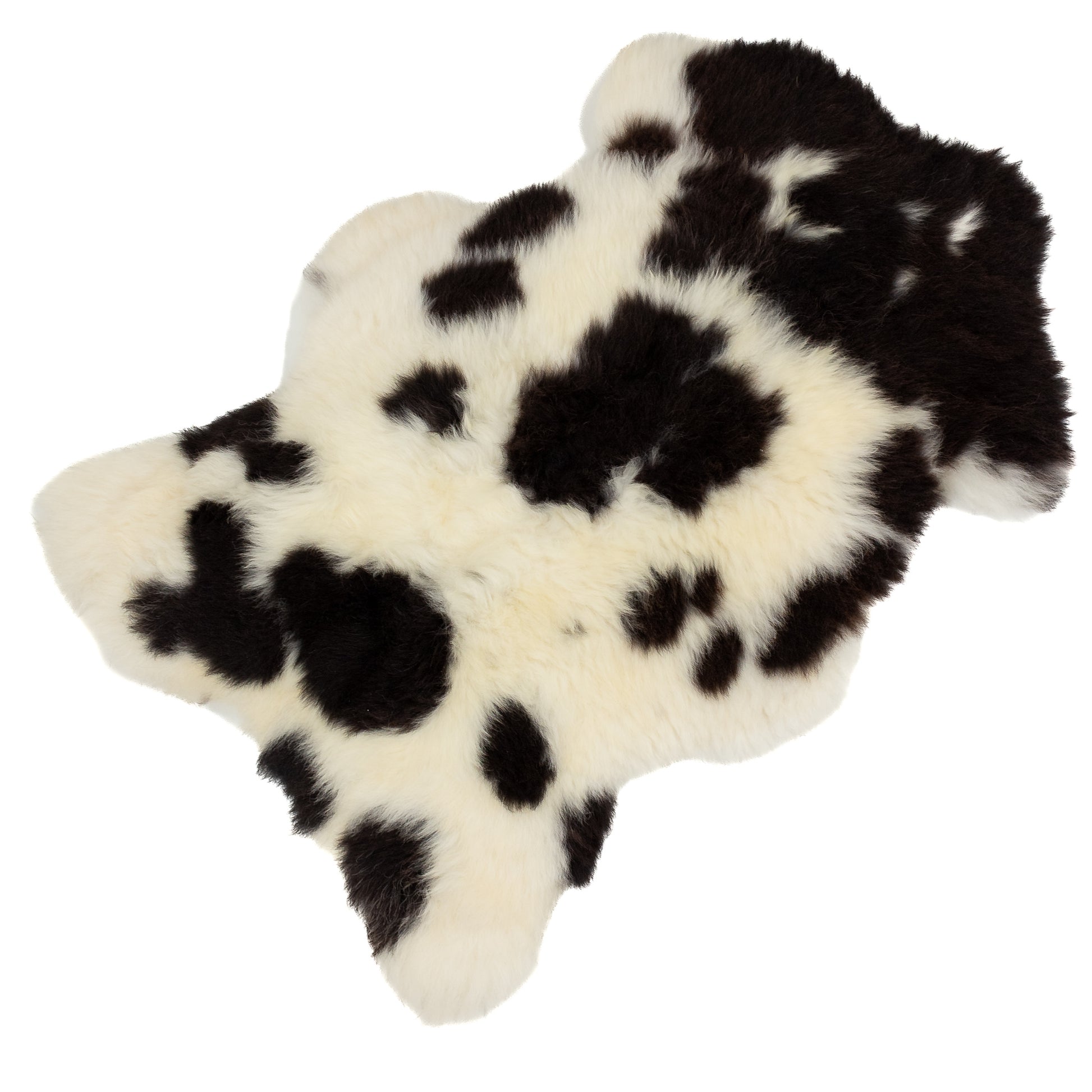 Large Heavy Rough Wool Thick Cushy White w Black Spots Sheepskin Rug