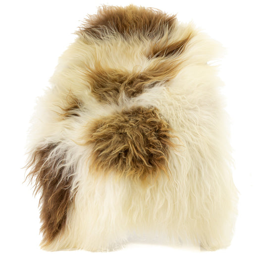 Large Ivory White w Blonde Brown Spot Icelandic Sheepskin