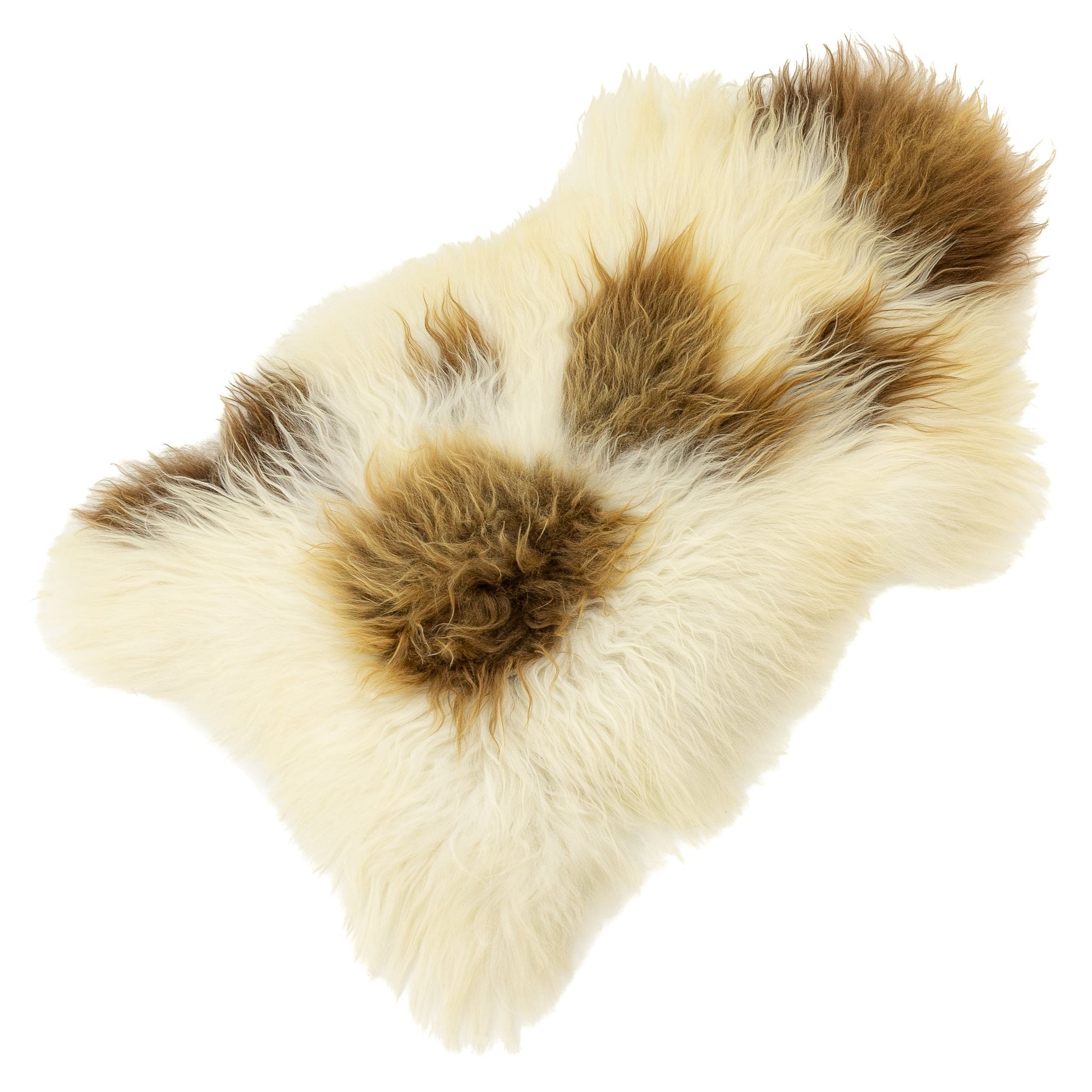 Large Ivory White w Blonde Brown Spot Icelandic Sheepskin