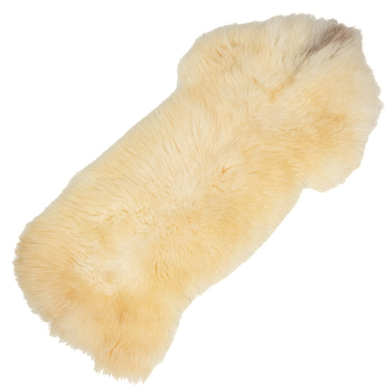 Large Long Coarse Wool Dark Ivory Mottled Heidschnucke Sheepskin Rug