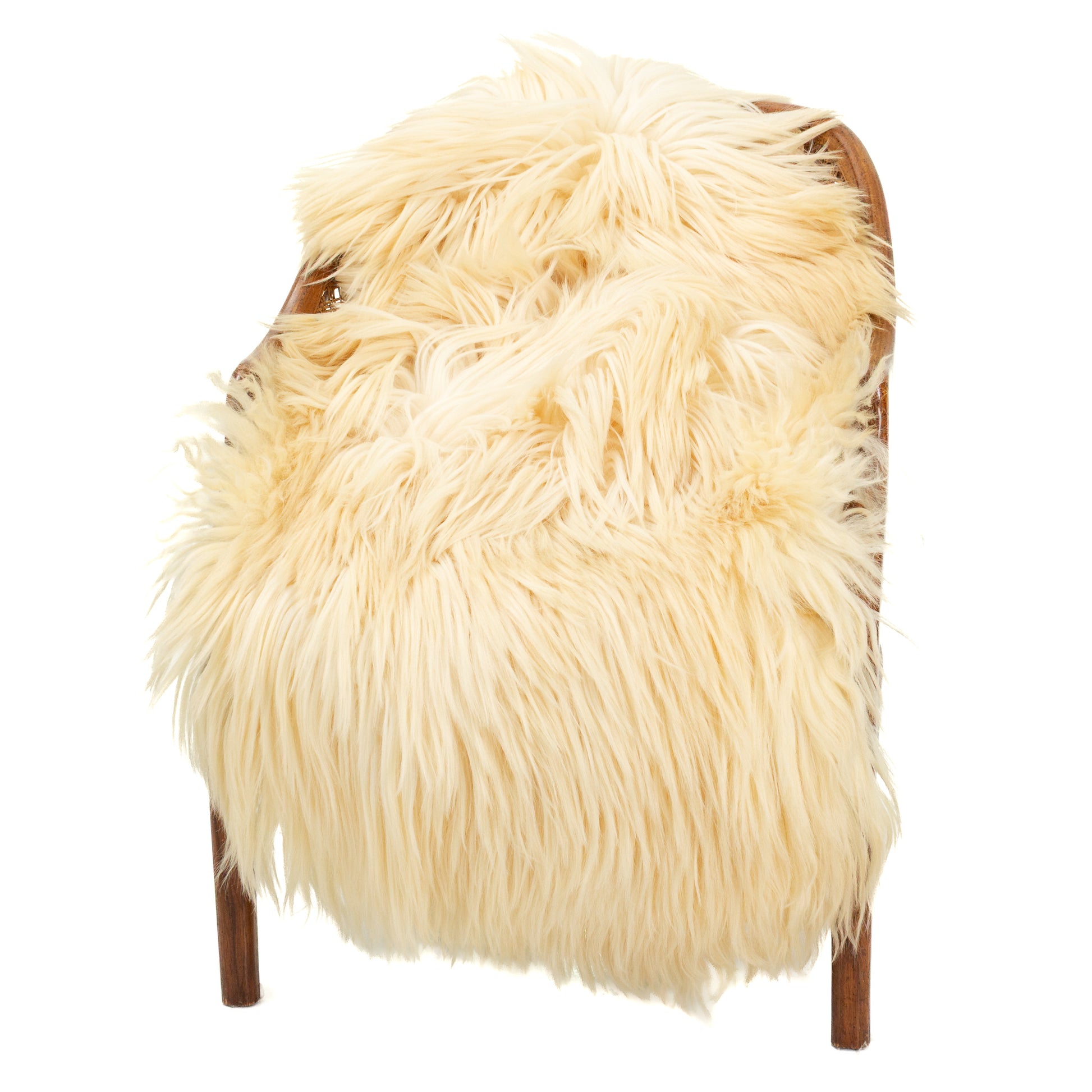 Large Long Coarse Wool Dark Ivory White Heidschnucke Sheepskin