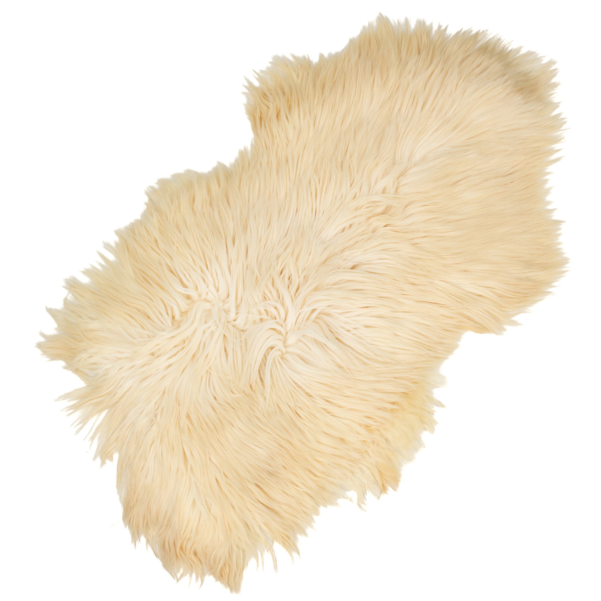 Large Long Coarse Wool Dark Ivory White Heidschnucke Sheepskin Rug