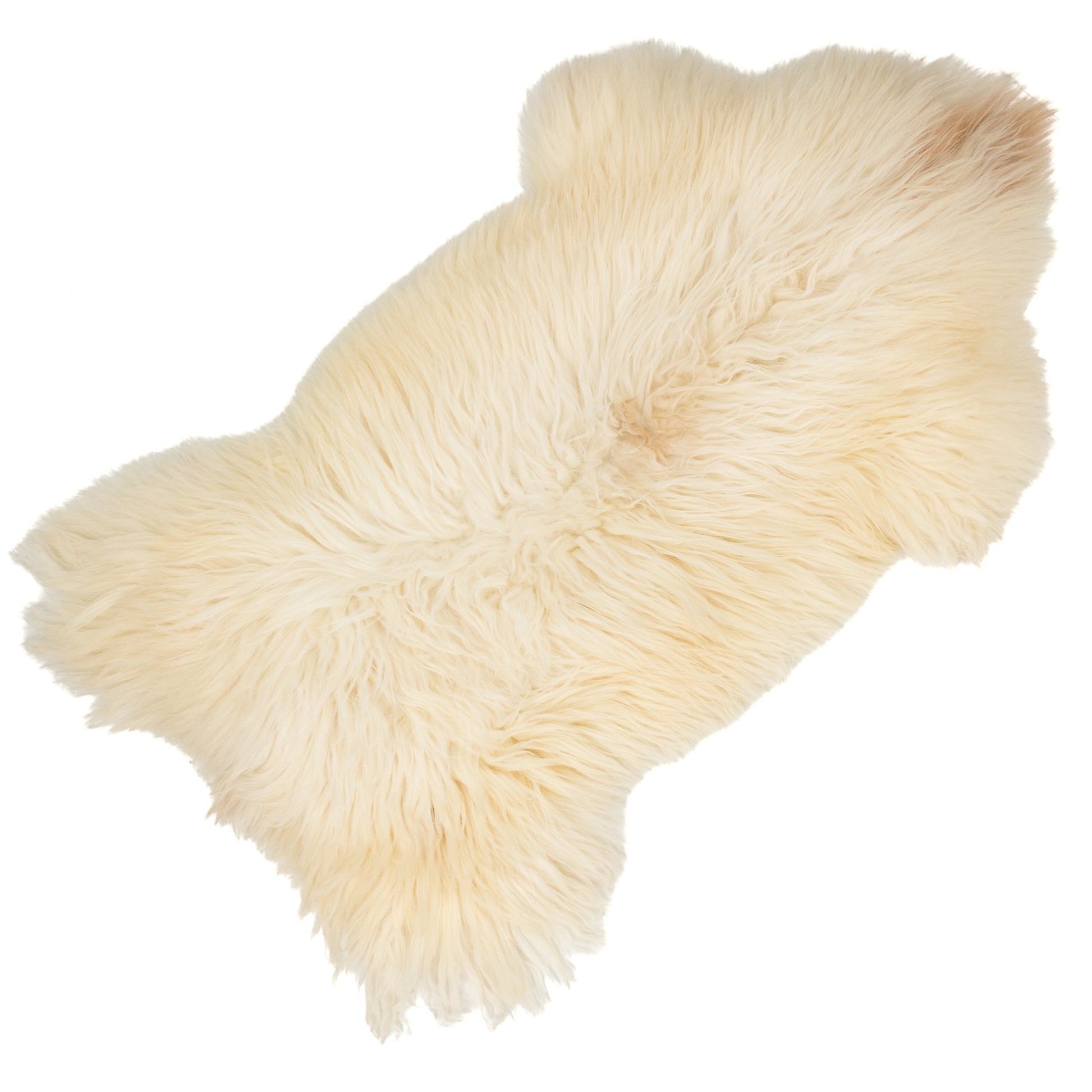Large Long Coarse Wool Ivory White Mottled Heidschnucke Sheepskin Rug