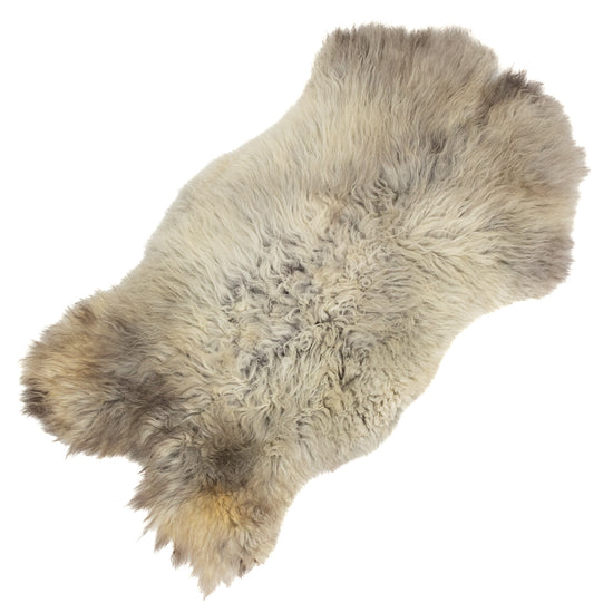 Large Long Wavy Hair Gray White Swedish Sheepskin Rug