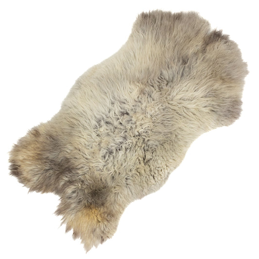 Large Long Wavy Hair Gray White Swedish Sheepskin Rug