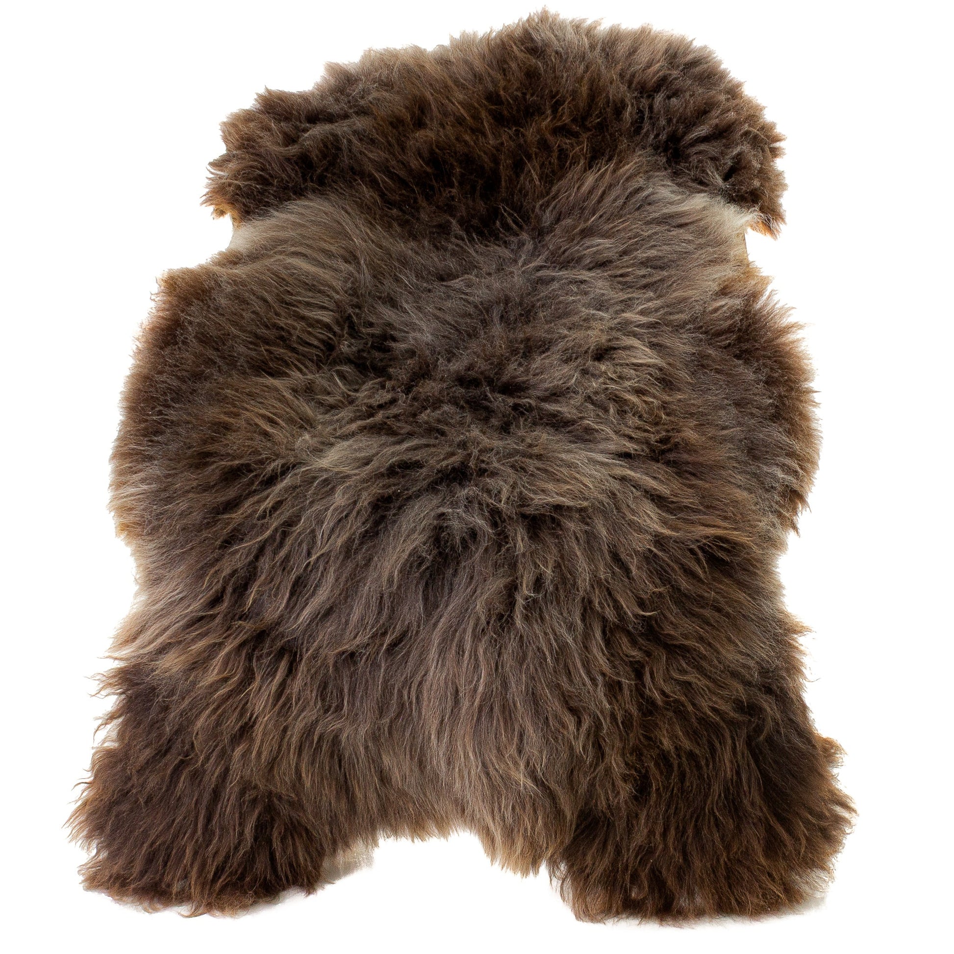 Large Long Wool Brown w Gray Highlights Sheepskin