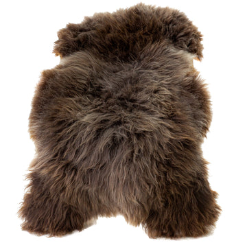 Large Long Wool Brown w Gray Highlights Sheepskin