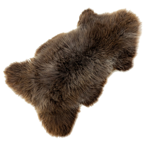 Large Long Wool Brown w Gray Highlights Sheepskin