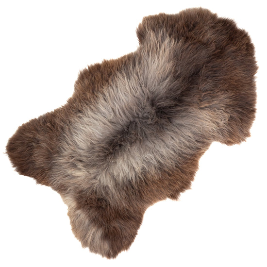 Large Long Wool Brown Gray Mix Sheepskin Rug