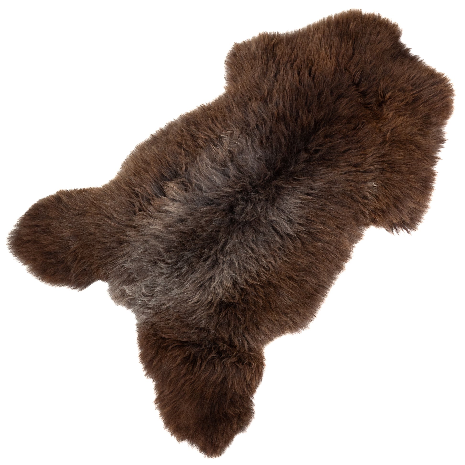 Large Long Wool Brown w Some Gray Sheepskin Rug