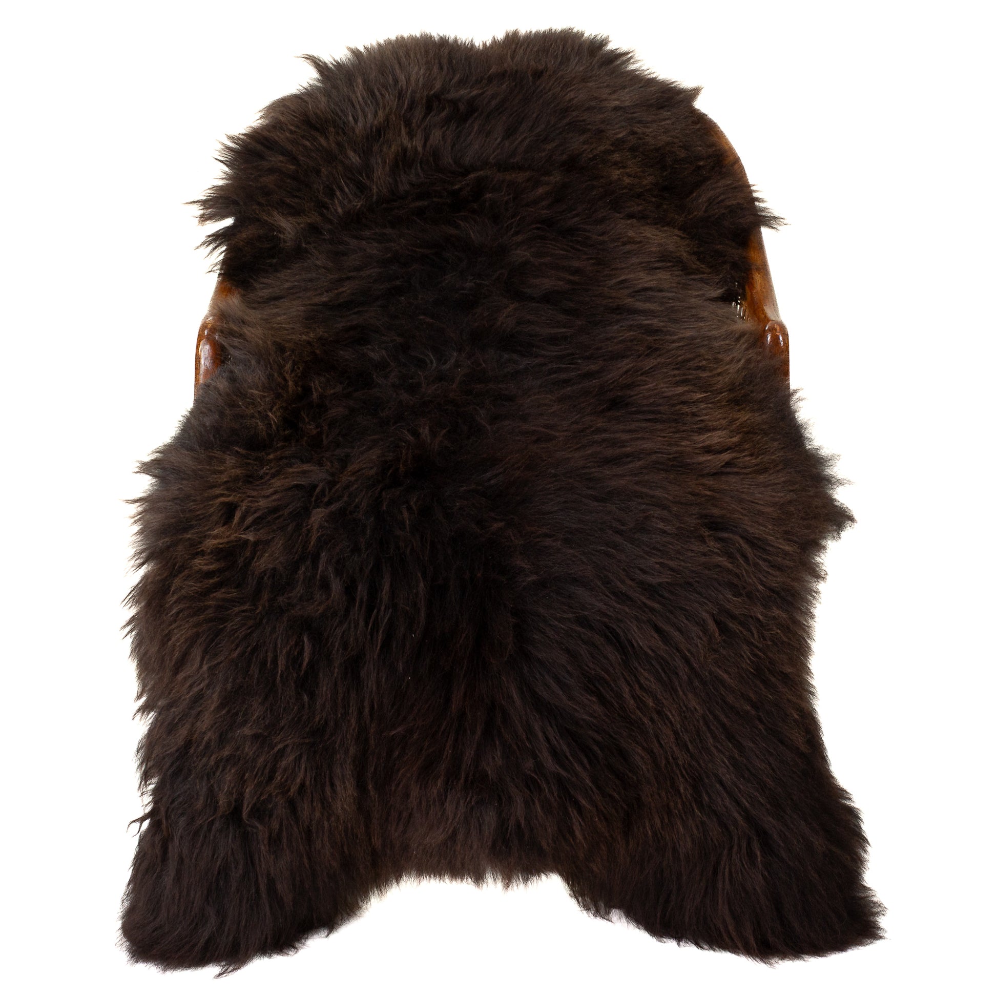 Large Long Wool Dark Brown w Some Gray Sheepskin
