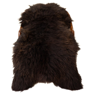 Large Long Wool Dark Brown w Some Gray Sheepskin