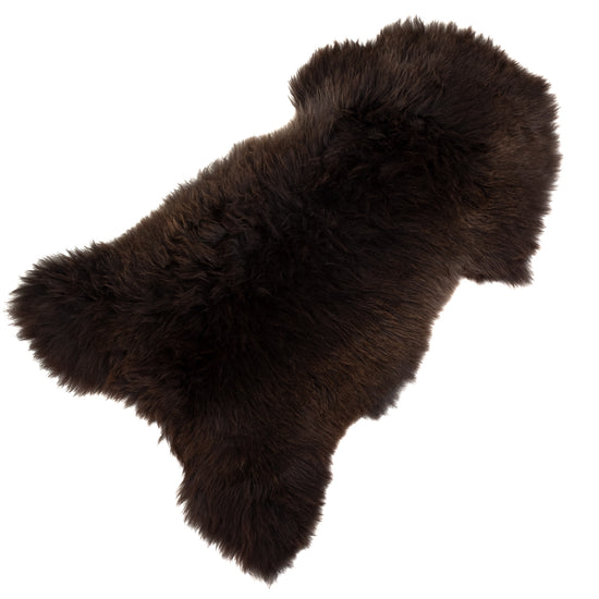 Large Long Wool Dark Brown w Some Gray Sheepskin Rug