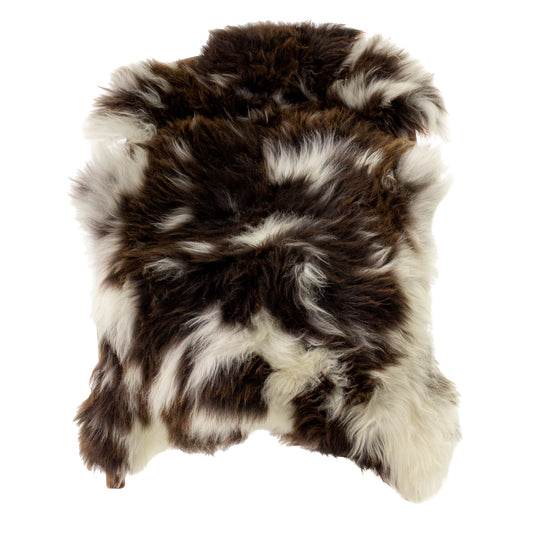Large Long Wool Dark Brown White Mix Sheepskin