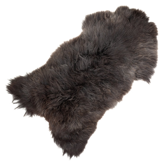 Large Long Wool Dark Gray Sheepskin Rug