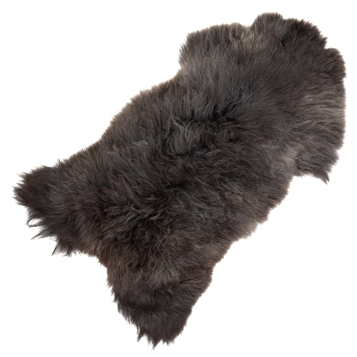 Large Long Wool Dark Gray Sheepskin Rug