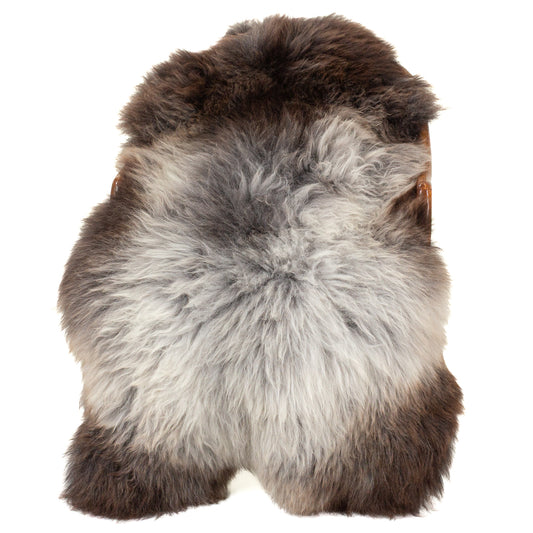 Large Long Wool Gray with Dark Brown Sheepskin